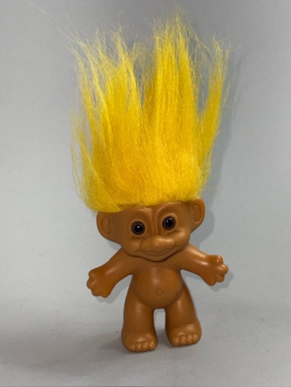 Vintage Russ Berrie Troll Toy Figure Pixie Elf Yellow Hair Sunshine 1980s Bright